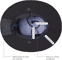 Vista 5 de BASSDASH Sombrero de pesca solar UPF 50+ resistente al agua con solapa desmontable para el cuello