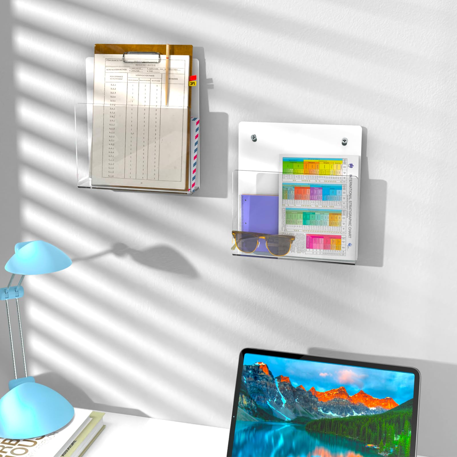 Magnetischer Acryl-Aktenhalter mit Klarsichtfeld für Notizen, Rezepte, Dokumente und mehr, einfach zu installieren und platzsparend, für Kühlschränke, Aktenschränke und Metalloberflächen,