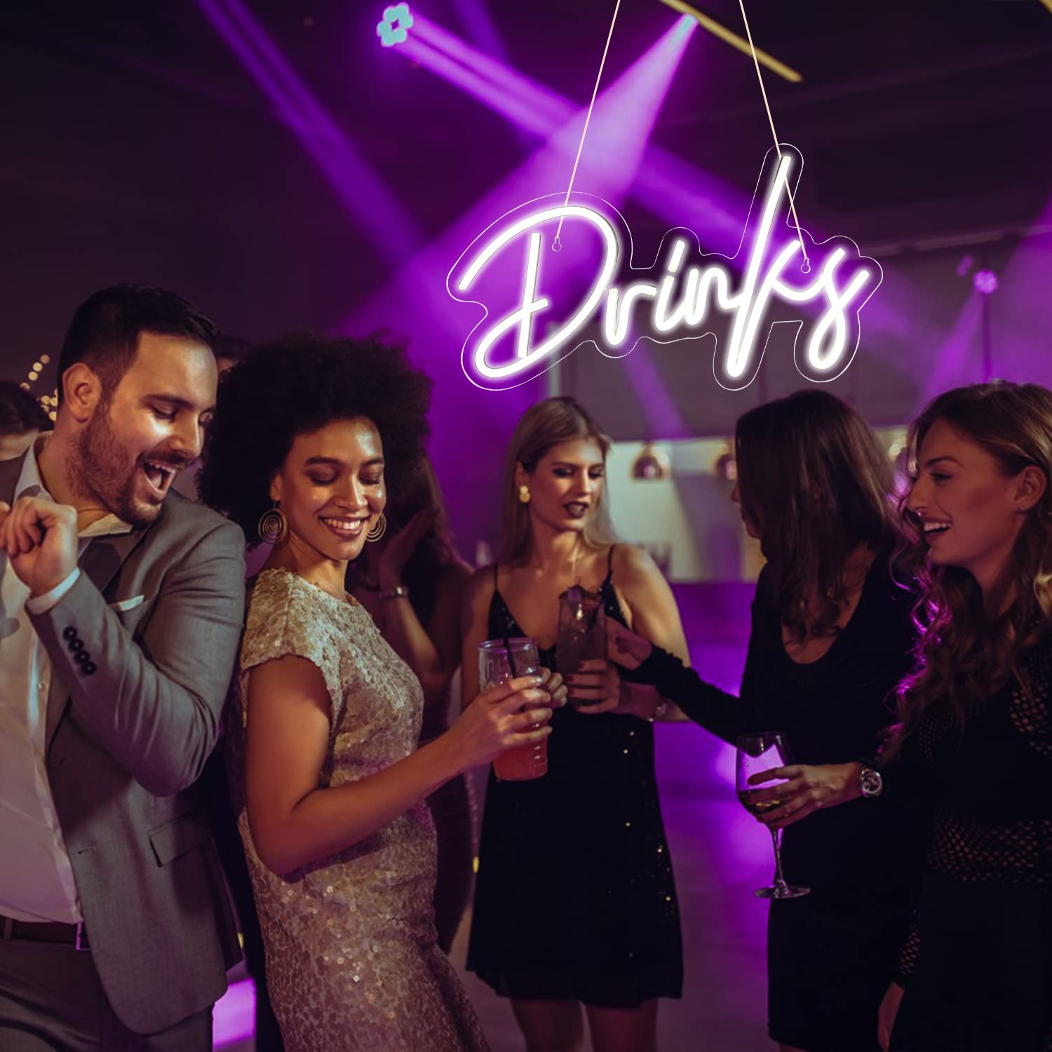 Looklight Drinks Neonschild Kühles weißes LED-Neonlicht USB betriebene Buchstaben leuchten Schild Led Wandkunst für Schlafzimmer Party Club Café Bar-Restaurant-Shop-Dekor