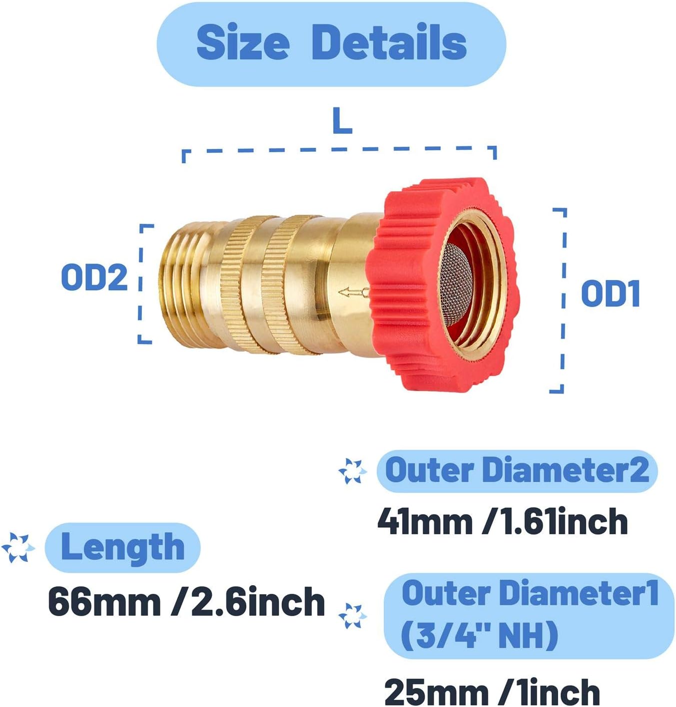 LitOrange Lead-Free Brass Inline Water Pressure Regulator 3/4" Connector - Protect RV Plumbing and Hoses from High-Pressure : Automotive