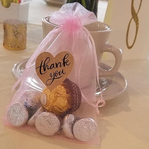 Miniatura 8 de Bolsas de regalo de organza de 5 x 7 pulgadas con cordón para joyas, dulces, juego de 50 sobres amarillos, bolsas de almacenamiento de malla de tela