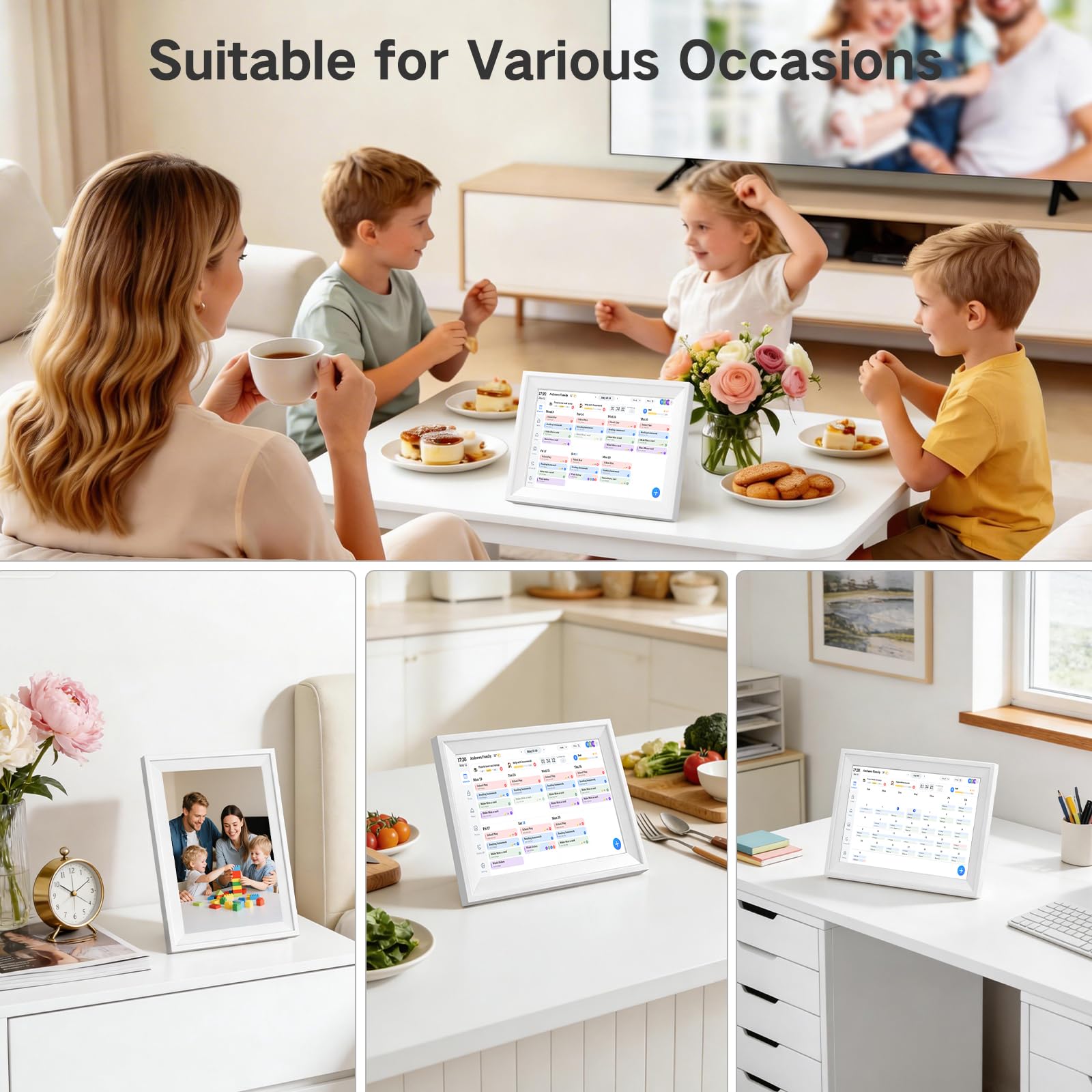 Calendario Digitale WiFi 10,1" Smart – Organizzatore Famiglia Con Controllo App, Touchscreen Interattivo, Pianificatore Attività & Pasti, Cornice Foto, Premi, Agenda 2026
