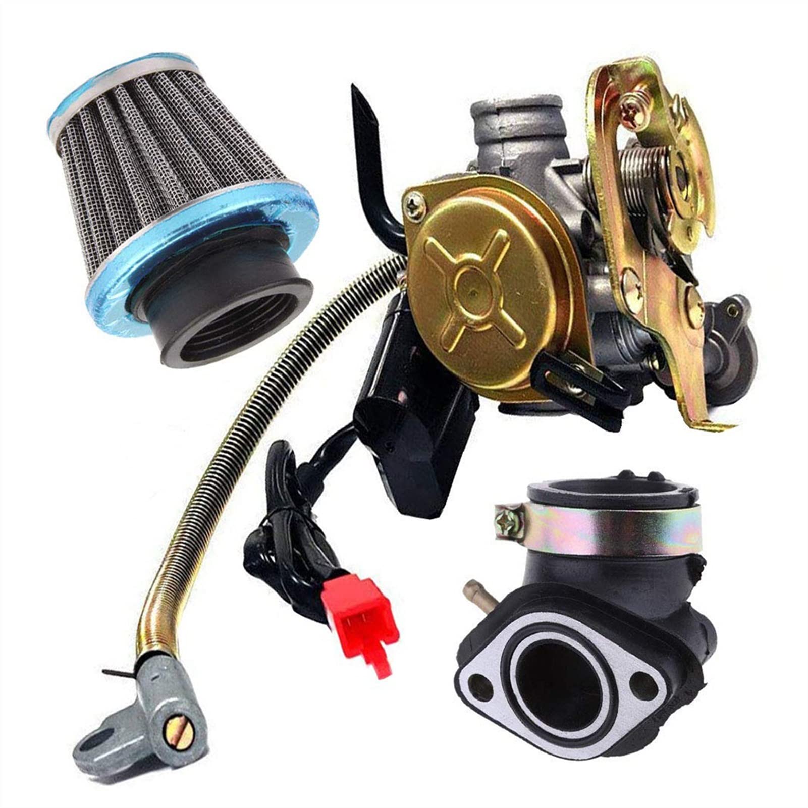 Carburador Apto para GY6 50CC 49CC 80cc 4 Tiempos Scooter Taotao Motor 18mm Filtro De Aire del Colector De Admisión De Carburador Carburador para desbrozadora