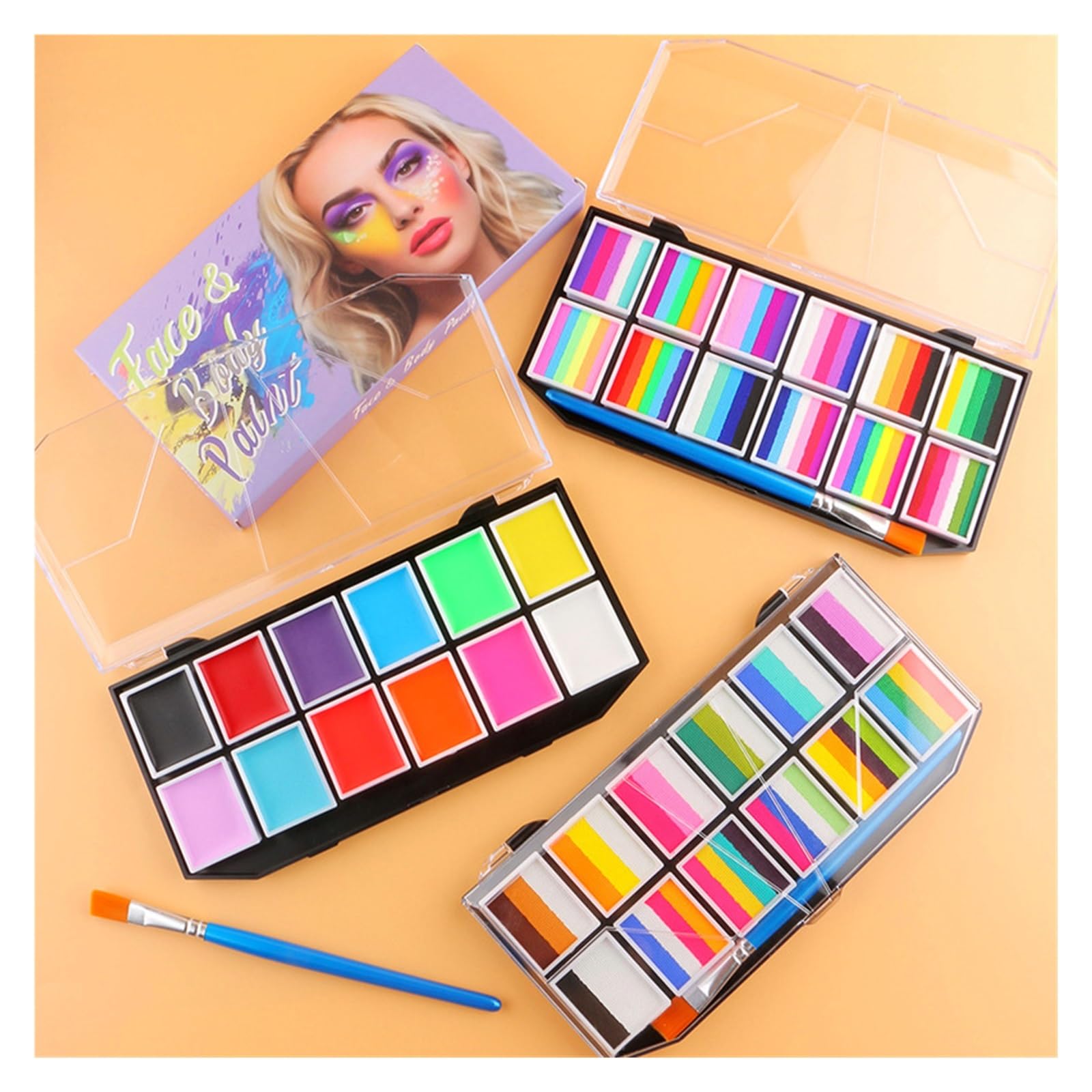 paleta de pintura corporal Pintura facial, pintura corporal, paleta de maquillaje arcoíris(4616)