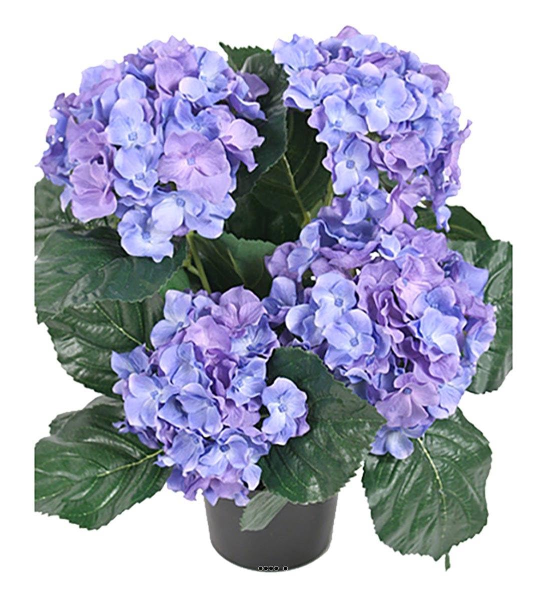 Hortensia en pot artificiel lesté H 40 cm 5 superbes têtes Bleu royal - couleur: Bleu royal 250