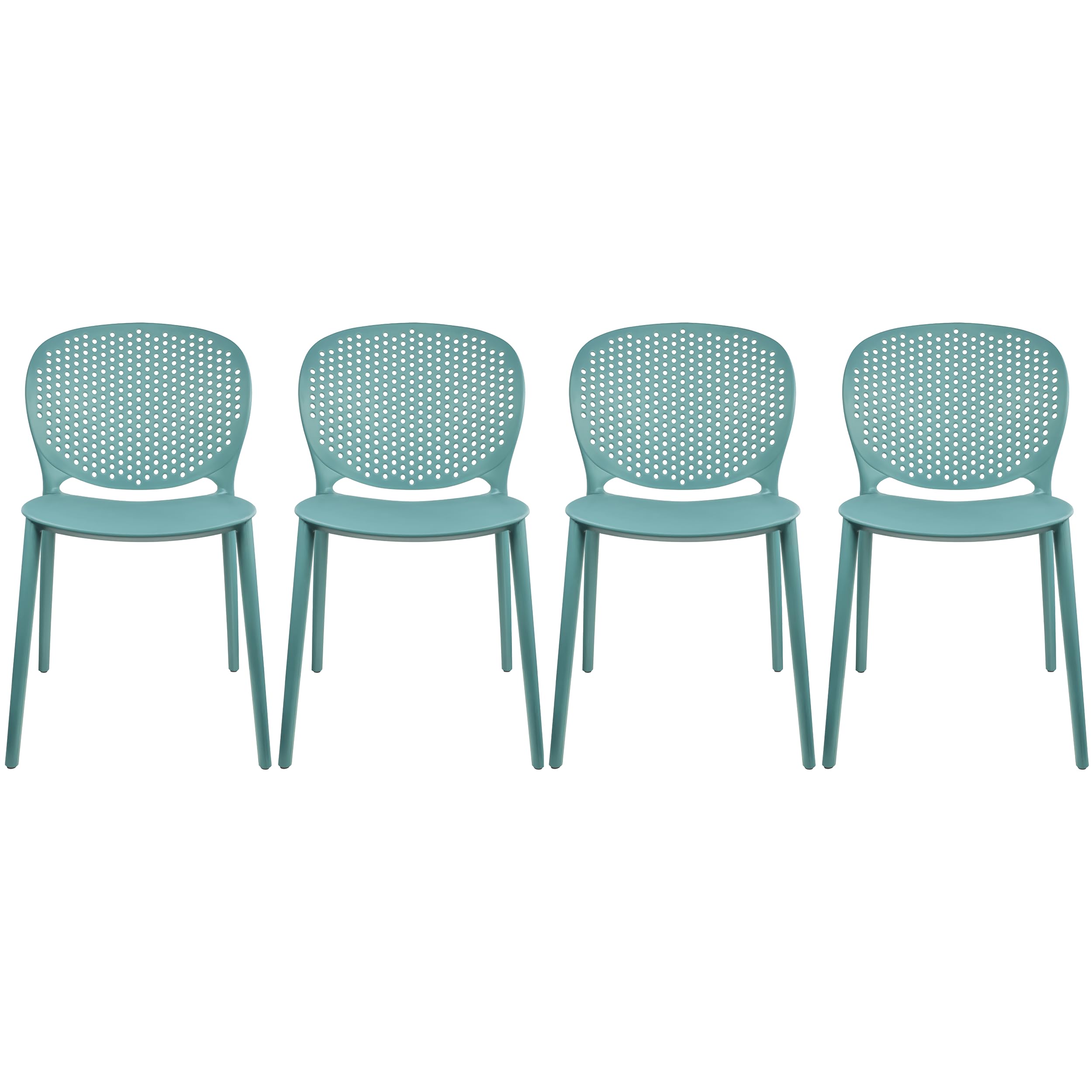 2xhome Set of 4 Patio Dining Chairs | Modern Stackable Outdoor Pool Side Chair | Weather Resistant Plastic for Yard, Porch, Balcony, Kitchen, Teal