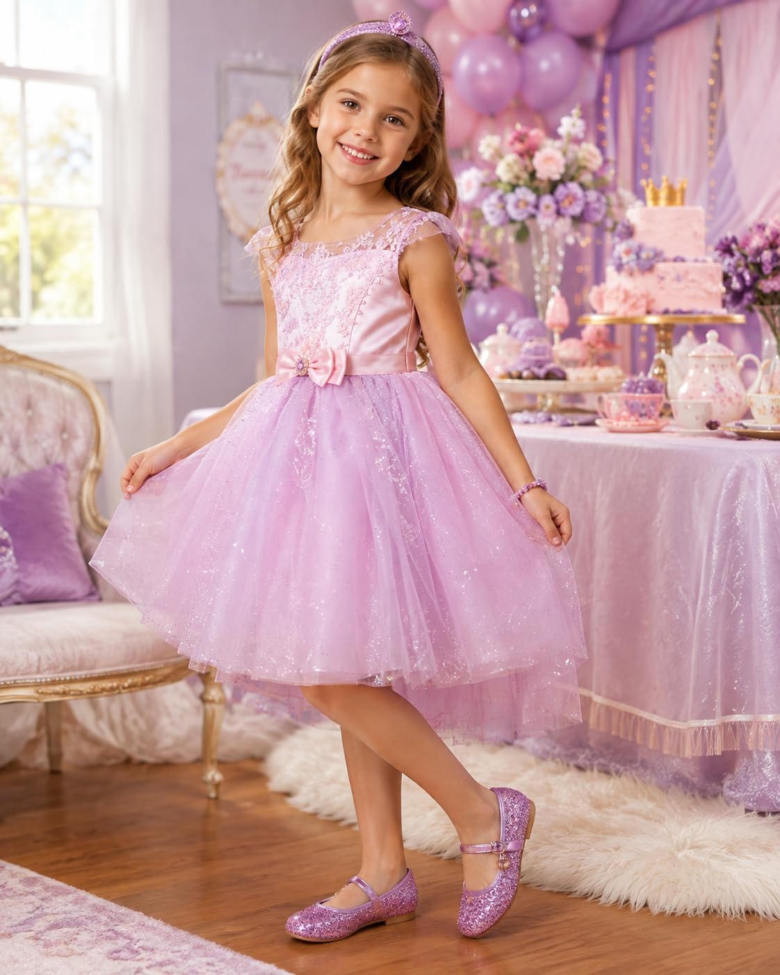 Girls Glitter Mary Jane Dress Shoes Princess Ballet Flats