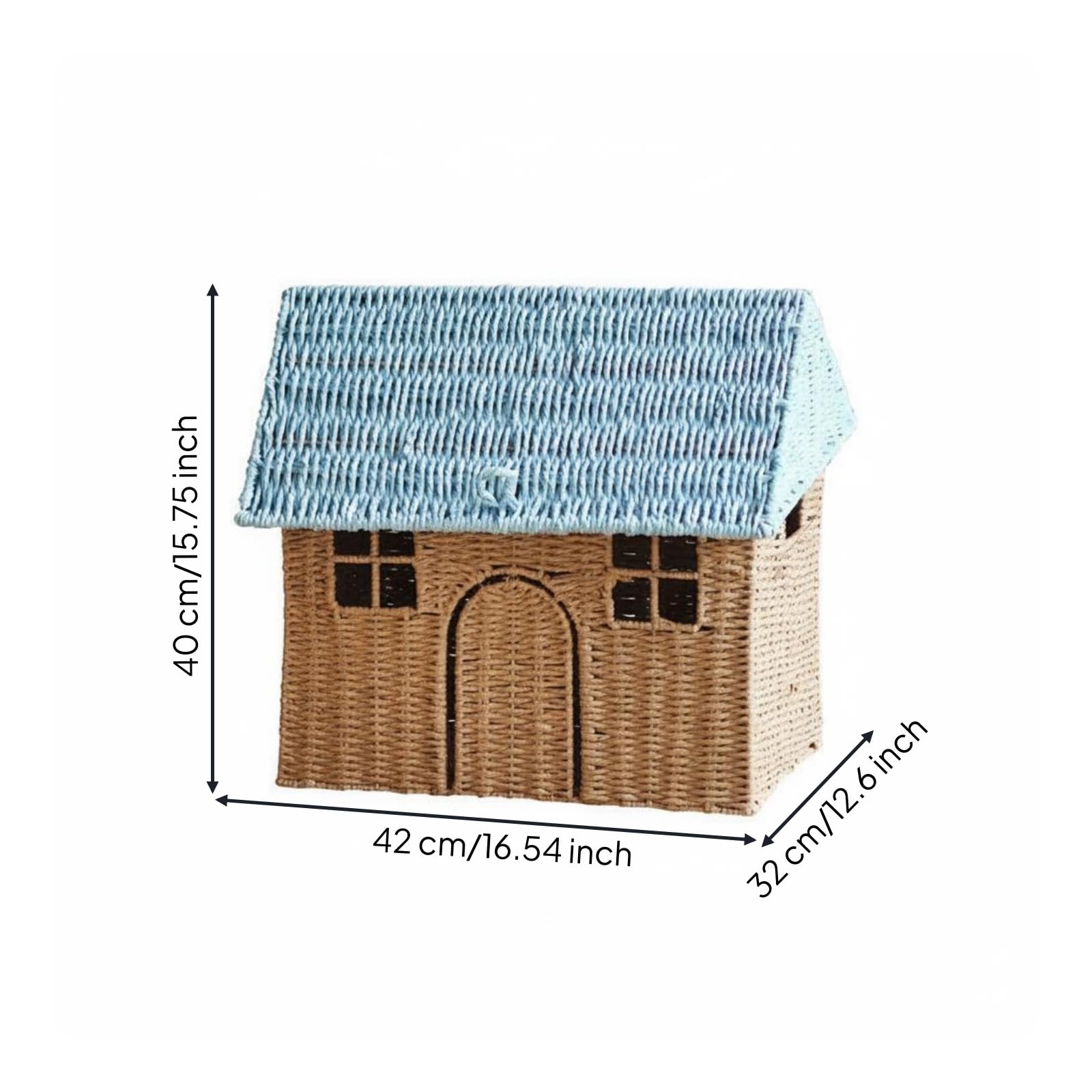 kowaku Cestino Portaoggetti Bambini Cesto Contenitore Scatola Organizer Cestino Giochi Design a Casetta Decorativo in Corda di Carta con Telaio in Ferro per