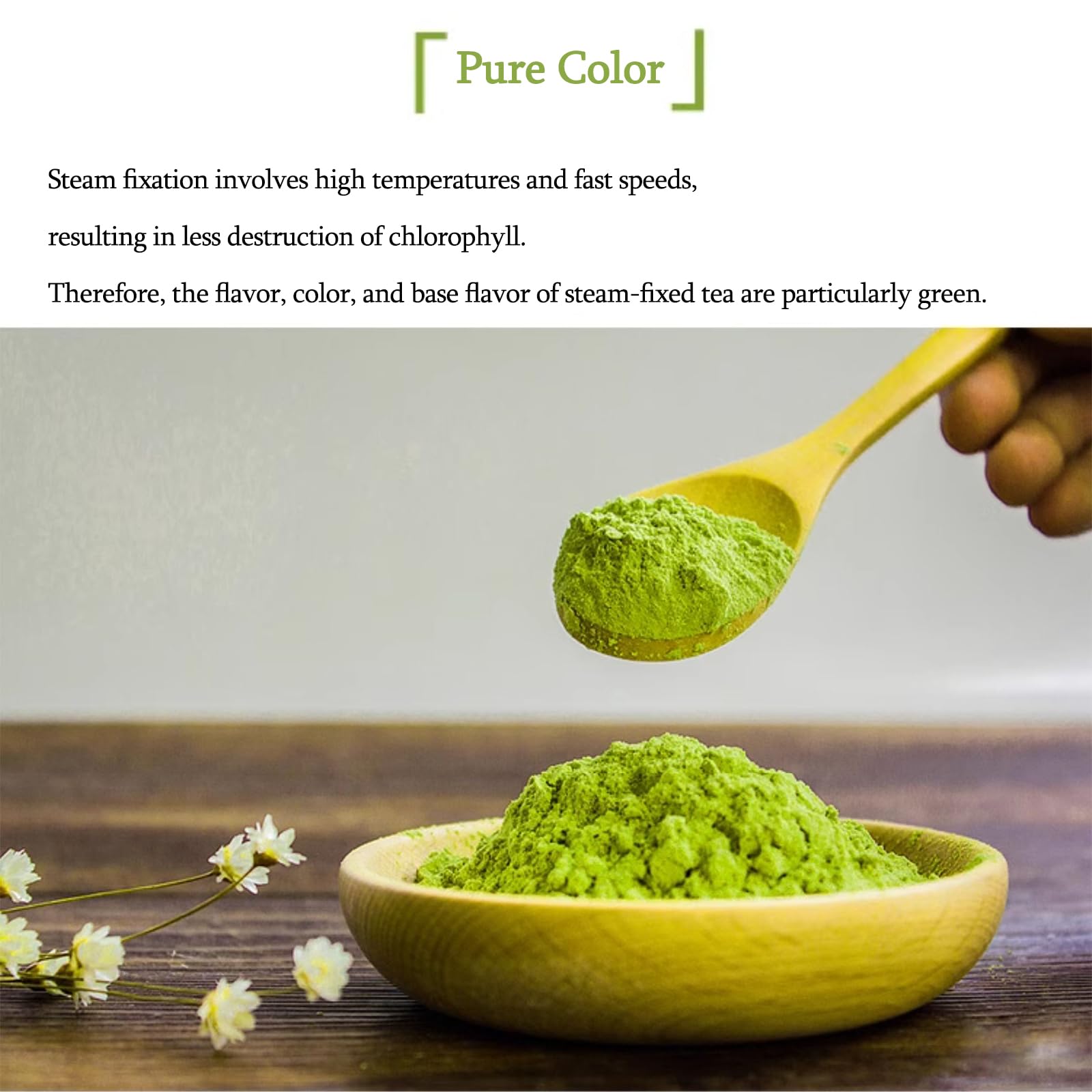 Matcha Green Tea Powder Finely Milled Green Tea Leaves - Bold and Rich Flavor for Smoothies Baking Cake — view 3