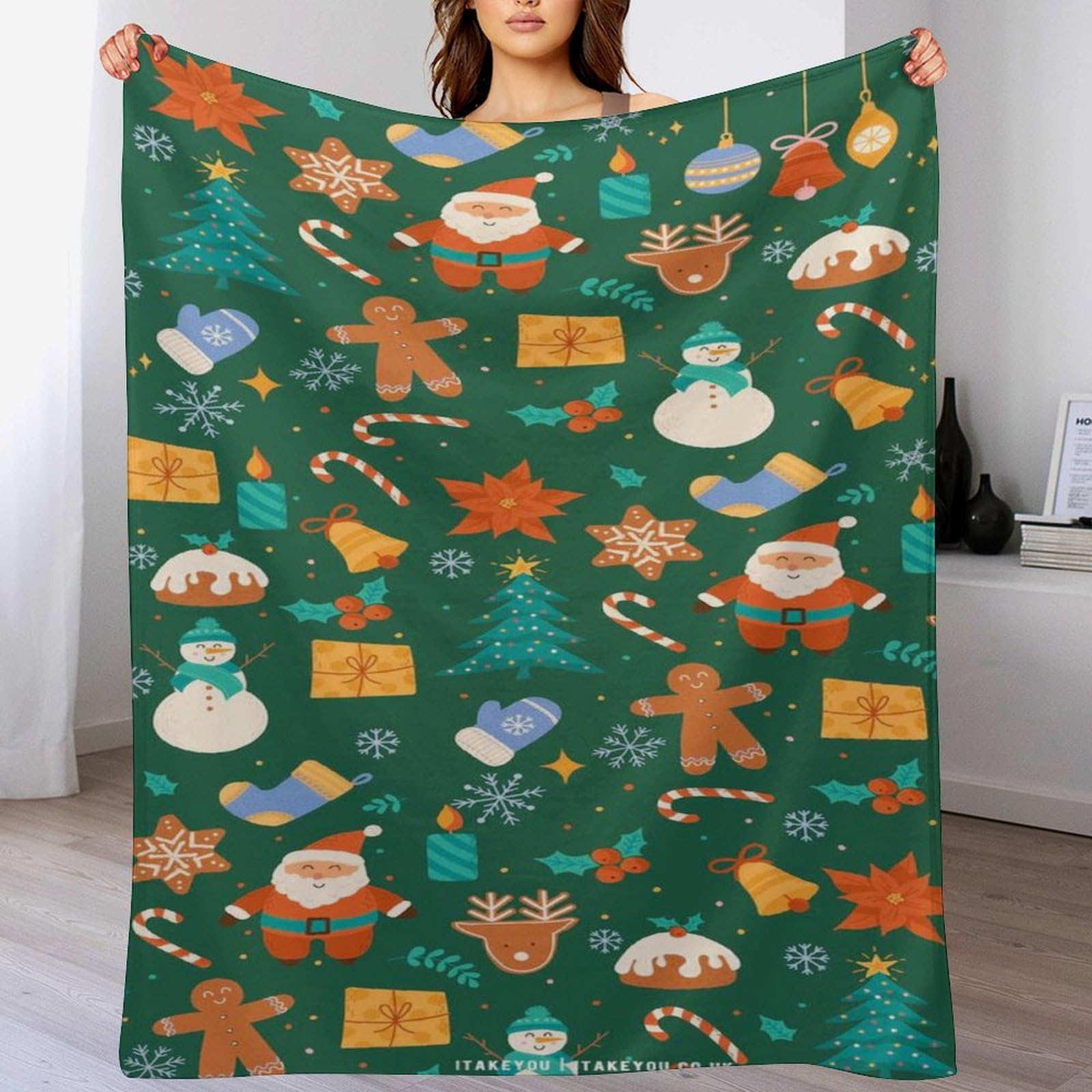 Couverture en flannel de Noël au fini moelleux et finitions haut de gamme 180x200