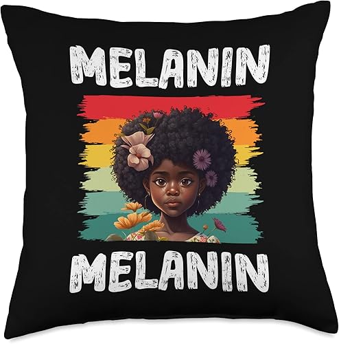 Miniatura 4 de Black History Month Pride African Black Afro Co Cute Melanin Afro Natural Hair Queen Black Girl Magic Pride Throw Pillow 16x16 Multicolor