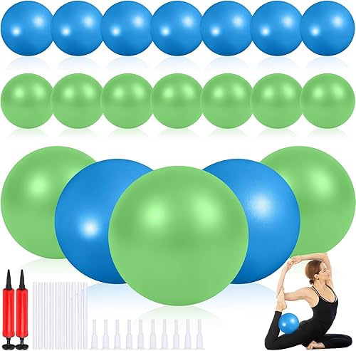 Miniatura 9 de Sotiff 20 pelotas pequeñas de ejercicio de pilates de 9 pulgadas, mini pelotas de barra de yoga para estabilidad, fitness, terapia física, Rosa,
