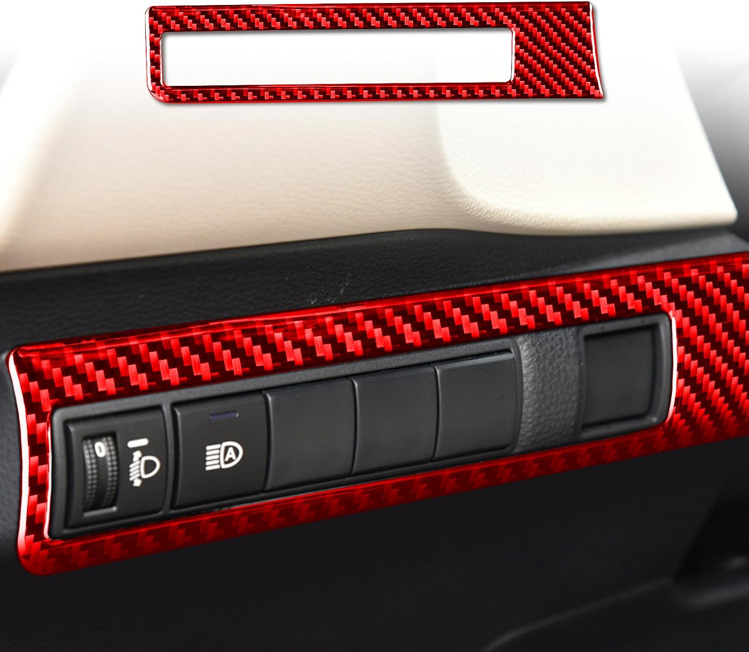 Glossy Red Carbon Fiber Fit for Toyota Corolla 2020-2026 2021 2022 2023 2024 2025 Hybrid Hatchback L LE XLE SE XSE FX Accessories Car Headlight Switch Frame Cover Interior Trim Sticker Decal