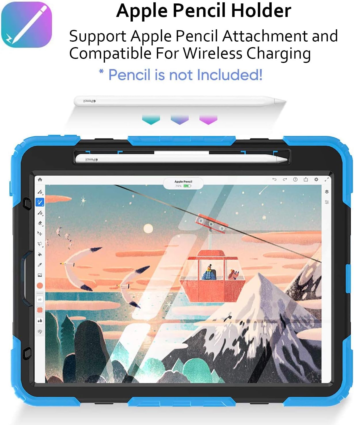 DuraSafe Cases for iPad PRO 12.9 3 4 5 6 [iPad Pro 12.9 6th 2022 5th 2021 4th 2020 3rd 2018 ] A2436 A2764 A2437 A2378 A2461 A2379 A1876 A2014 A1895 A2229 A2069 A2232 Kick Stand Rugged Case - Sky Blue