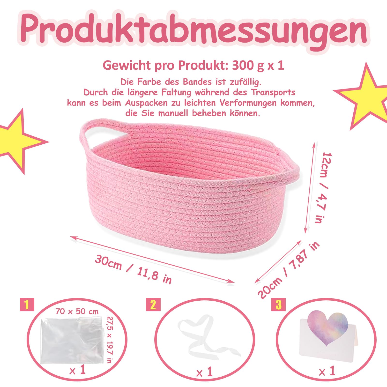 Panier Cadeau, Lot de 1 Paniers Cadeaux, 30 x 20 x 12 cm Panier Cadeau Vide, Vide à Garnir, Tressé Avec Sacs Cadeaux et Rubans, pour Diverses Fêtes, Vacances, Mariage, Cadeau de Fête (Rose)