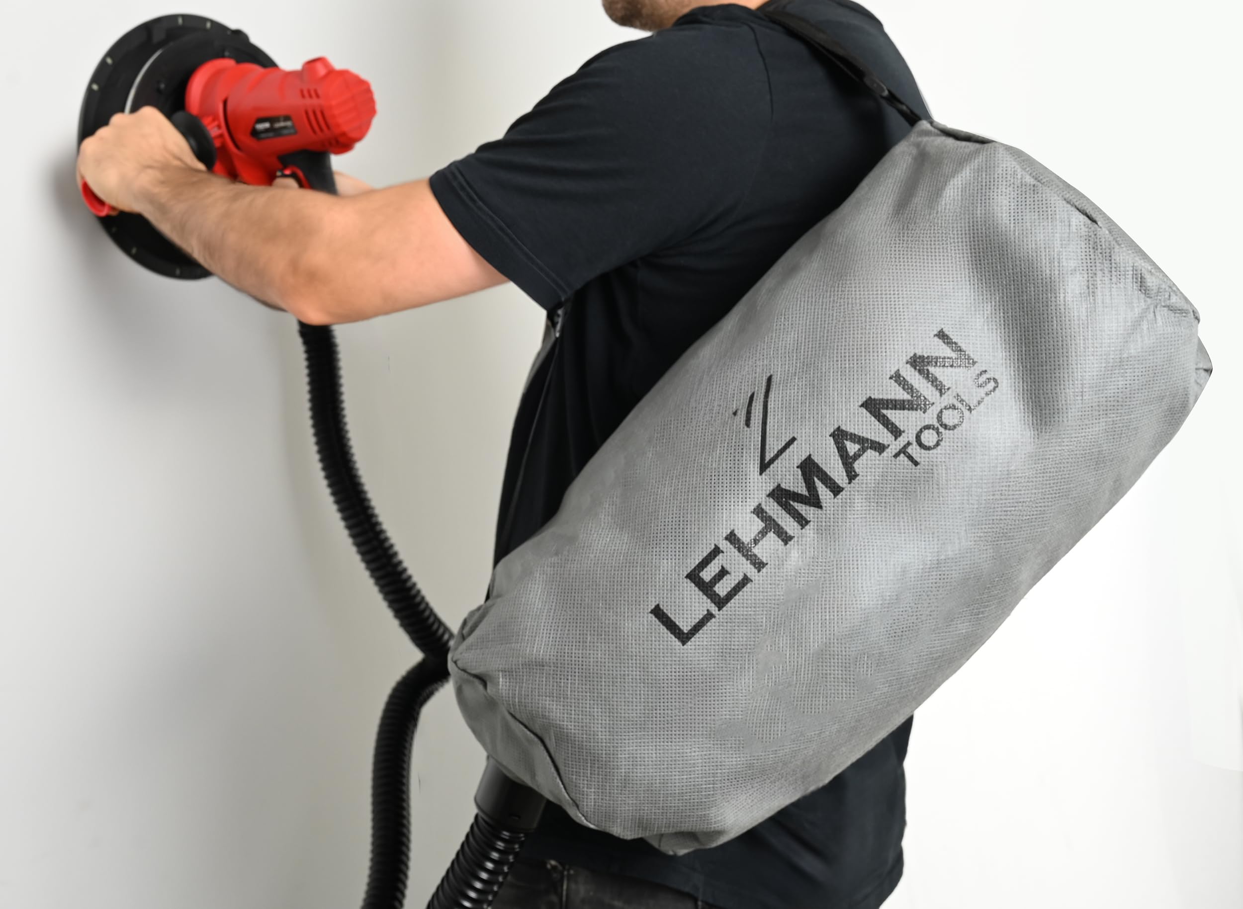 LEHMANN Lijadora Pared y Techo, 1500 W, Anchura 225 mm, 6 Velocidades Variables, 2800 rpm, Luz LED 360°, Lijadora de Pared con Sistema de Recogida de Polvo - Bolsa y Manguera de Succión