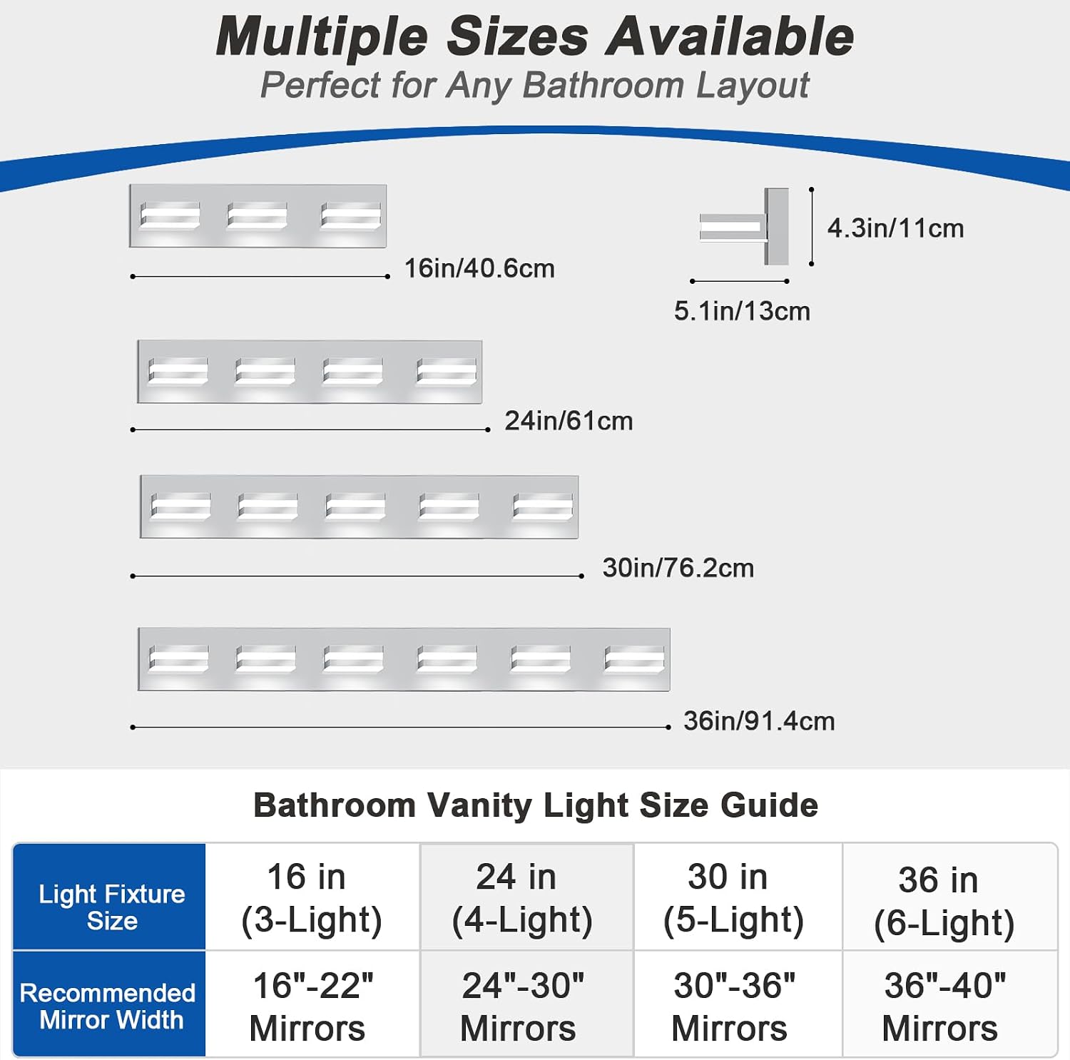 IZORRO LED Modern Bathroom Lights Fixtures(4-Light,Dimmable,360°Rotate),Chrome Acrylic Wall Lighting,Vanity Lights for Bathroom Over Mirror - 6000k 24In （No Assembly Required） image 3