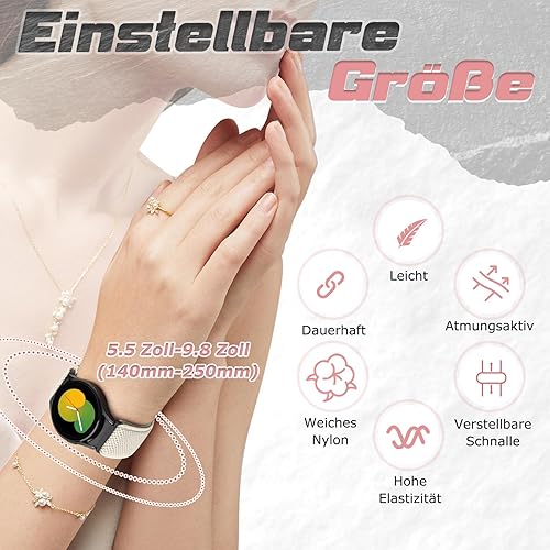 Miniatura 4 de Correas elásticas de reloj compatibles con Samsung Galaxy Watch 654 de 1.575 pulgadas, 1.732 pulgadas, Galaxy Watch 6 Classic de 1.732 pulgadas,