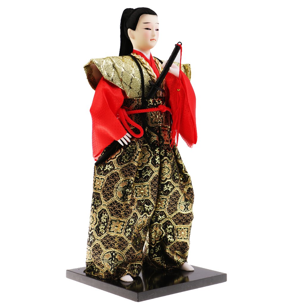 Muñeco de Guerrero Samurái Japonés, Estatua Humanoide, Cultura Japonesa, Traje Hecho de Seda, Cuerpo de Espuma, Base de Madera, Ideal como Reg, # 1, Individual
