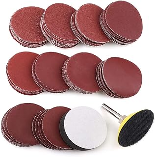 2 Inch Sanding Discs Kit, 100PCS 60-3000 Grit Sandpaper with 1/4" Shank Backing Plate and Soft Foam Buffering Pad, for Drill Grinder Rotary Tool, Hook and Loop Sand Paper Assortment Pack