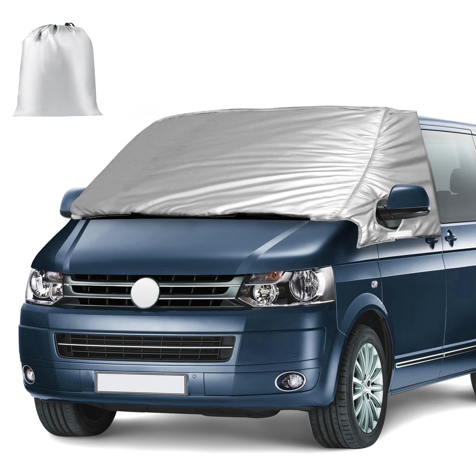 Copertura Termica Esterna per Parabrezza per VW T5, VW Caddy 2010-2020 | Opaltool Copri Parabrezza Auto Antigelo di Lusso, Copertura Termica Pieghevole per Parabrezza Argento