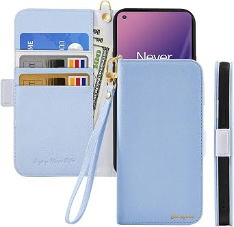 Flip Wallet Case for OnePlus Nord CE 2 5G,Lychee Texture Leather/Shockproof TPU Phone Case with Card Holder Stand Magnetic Closure Protective Folio Cover for OnePlus Nord CE 2 5G,Light Blue