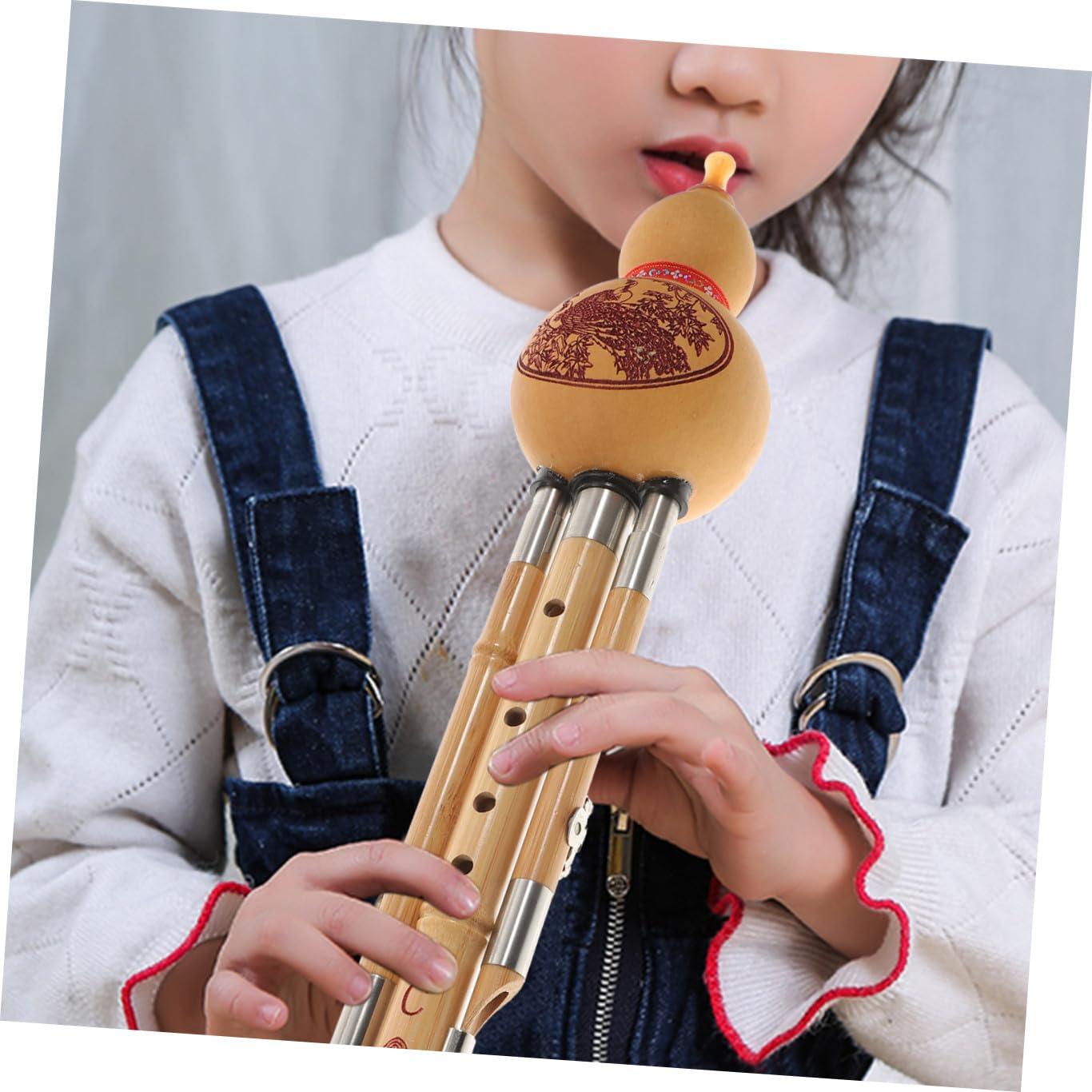 Veemoon Taschensaxophon Holz Chinesisches Musikinstrument Kürbisflöte aus Bambus C-ton Handgemacht Leicht zu Spielen für Anfänger Zufälliger Stil