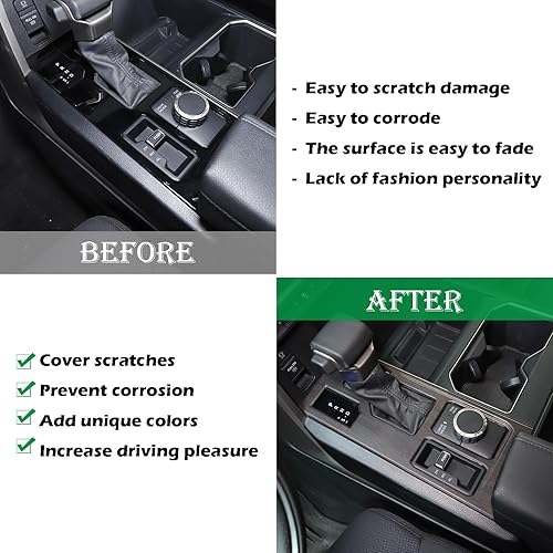 Miniatura 2 de LLKUANG Marco de protección para panel de palanca de cambios de consola central compatible con ToyotTundra Sequoia 2022 2023, accesorios de cubierta