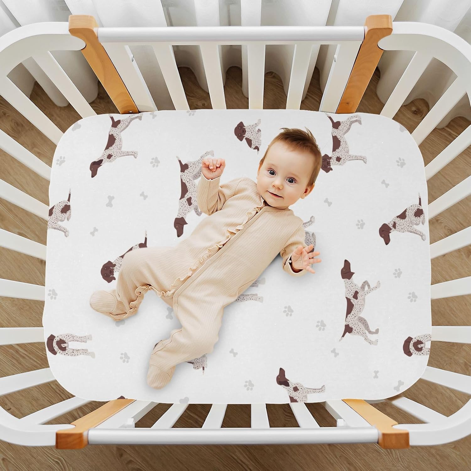 Crib Sheets for Boy German Shorthaired Pointer Toddler Baby Girls Sheets for Crib,Neutral Mini Crib Nursery Mattress Sheets Fitted,Crib Mattress Soft & Breathable 52 * 28 * 9In