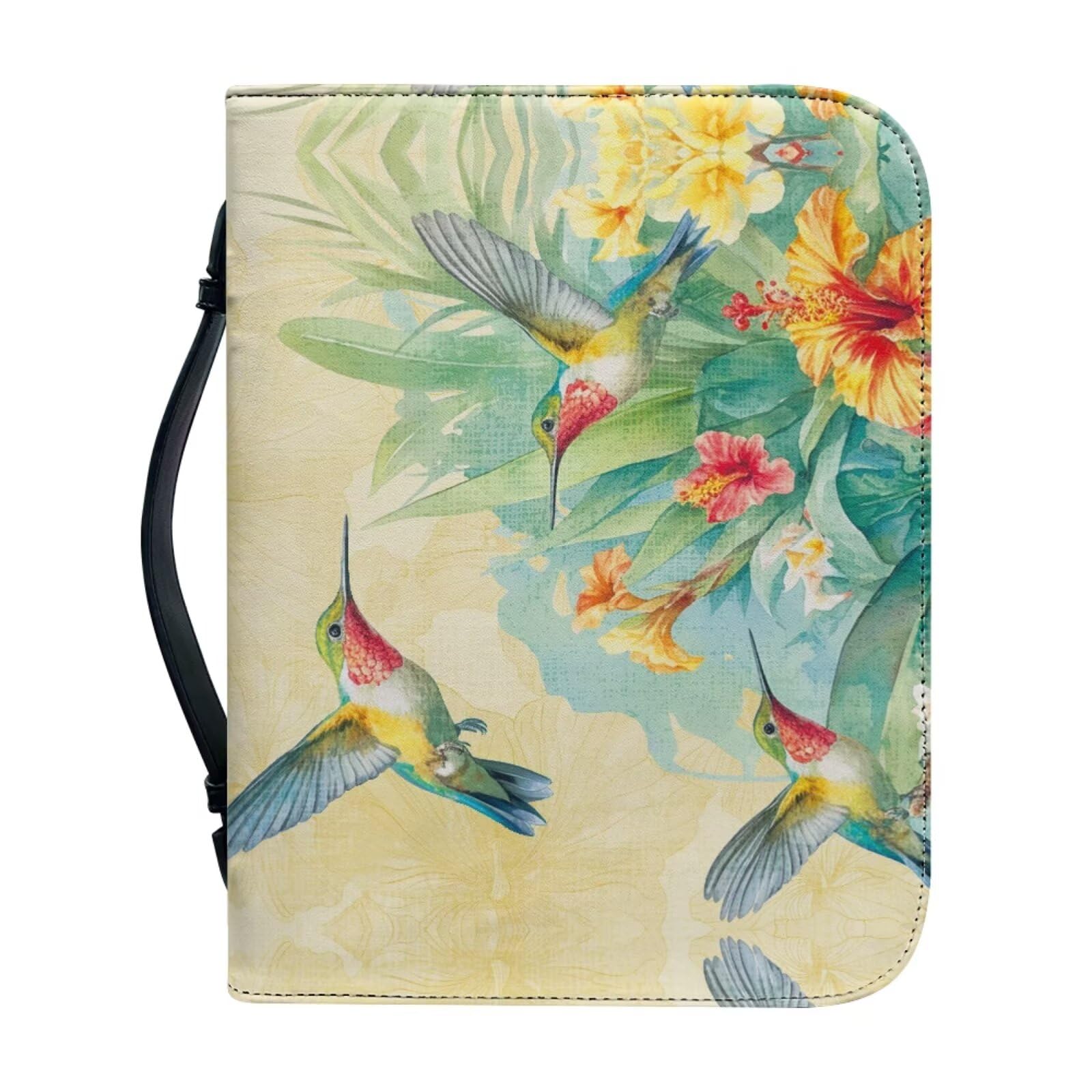 WUYOJUXA Hummingbird Print Bible Cover for Women Bible Book Carrying Case Durable Carrying Book Case Church Bag Bible Study Supplies Accessories size：XL