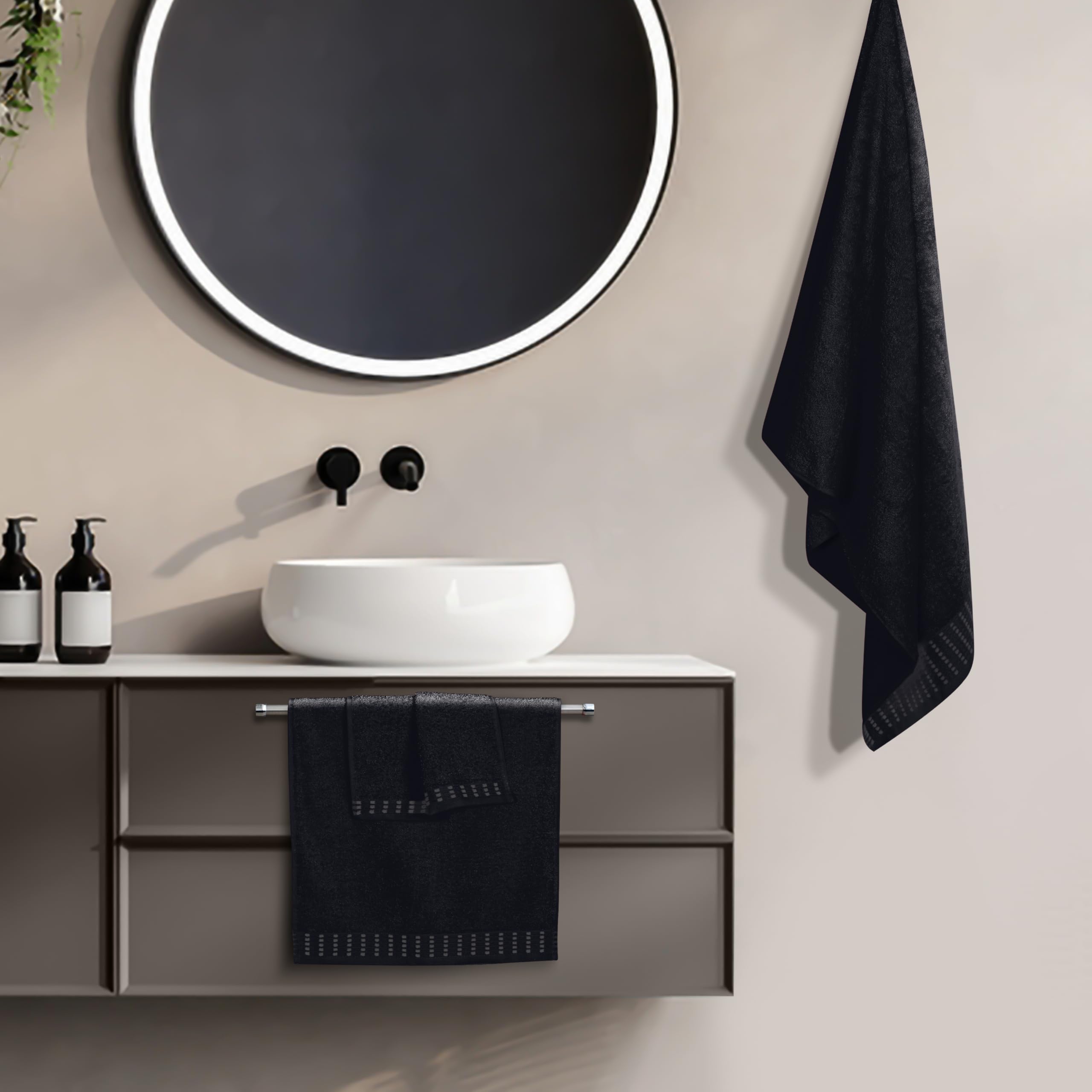 Baumwoll-Handtuch-Set 3er-Pack Ultra Soft 70x140 cm 40x60 cm 30x30 cm Schwarz
