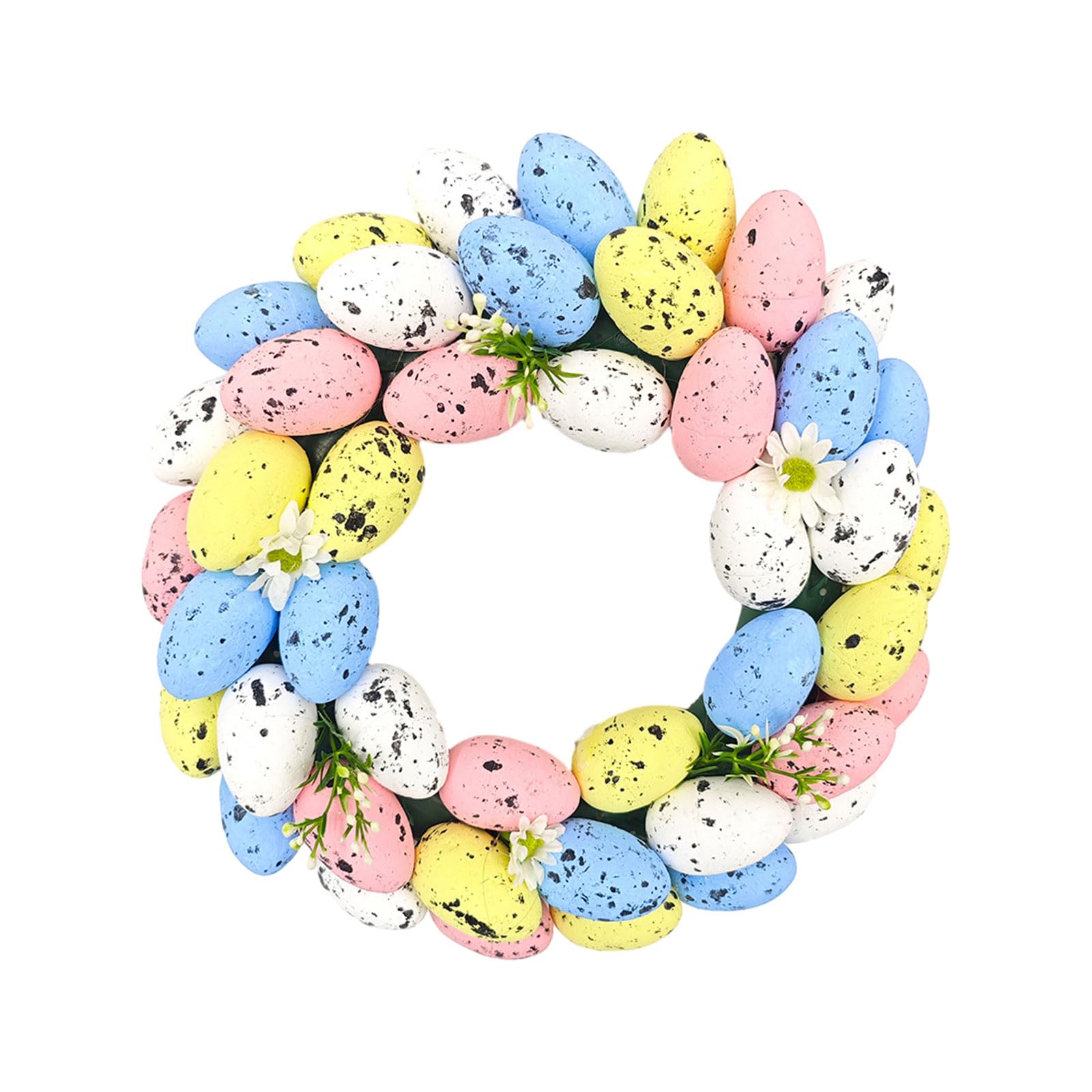 Ghirlanda Pasquale Colorata Con Uova E Fiori Di Pesco - Decorazione Da Porta O Tavola 23 Cm