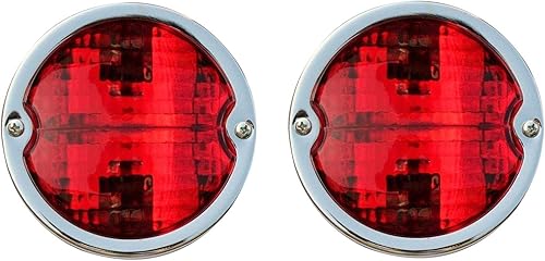 2 conjuntos de luces traseras de luces traseras, cuerpo cromado, anillo cromado, lente rojaroja con bombillas de 12 V adecuadas para tractores Jeep disponible en Yaxa Venezuela