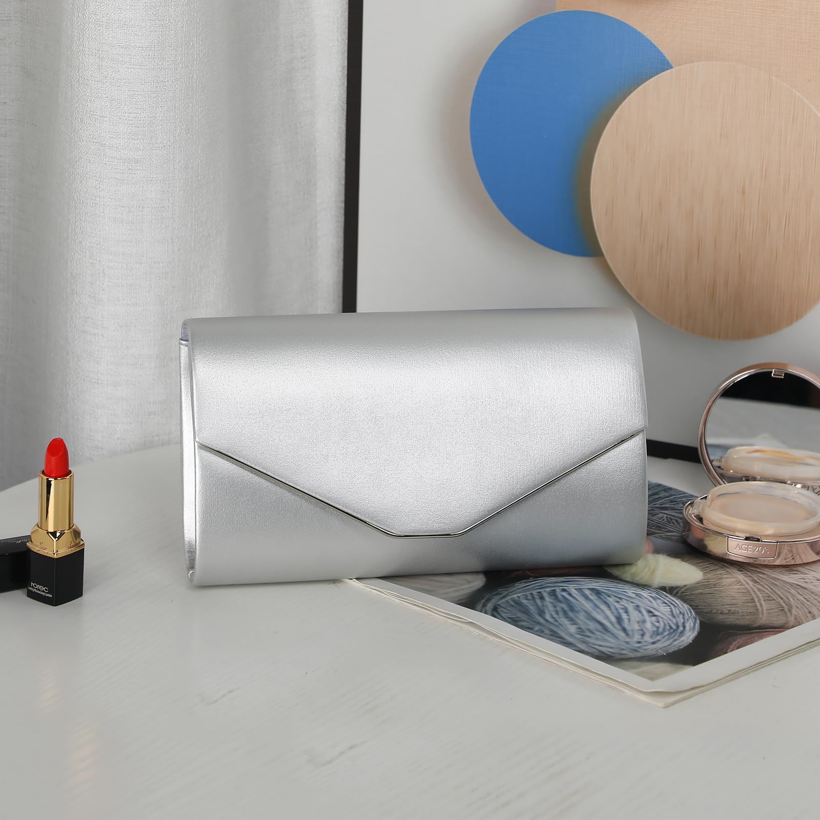 BAIGIO Pochette Donna PU, Borsa da Sera con Catena Staccabile, Elegante Busta per Ballo di Fine Anno, Matrimonio