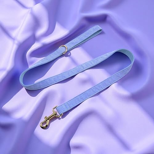 Miniatura 5 de PETDURO Personalized Handmade Dog Collars Stripe Velvet Custom with Name Engraved Gold Metal Buckle for Boy & Girl Dogs - Matching Leash Bow Tie