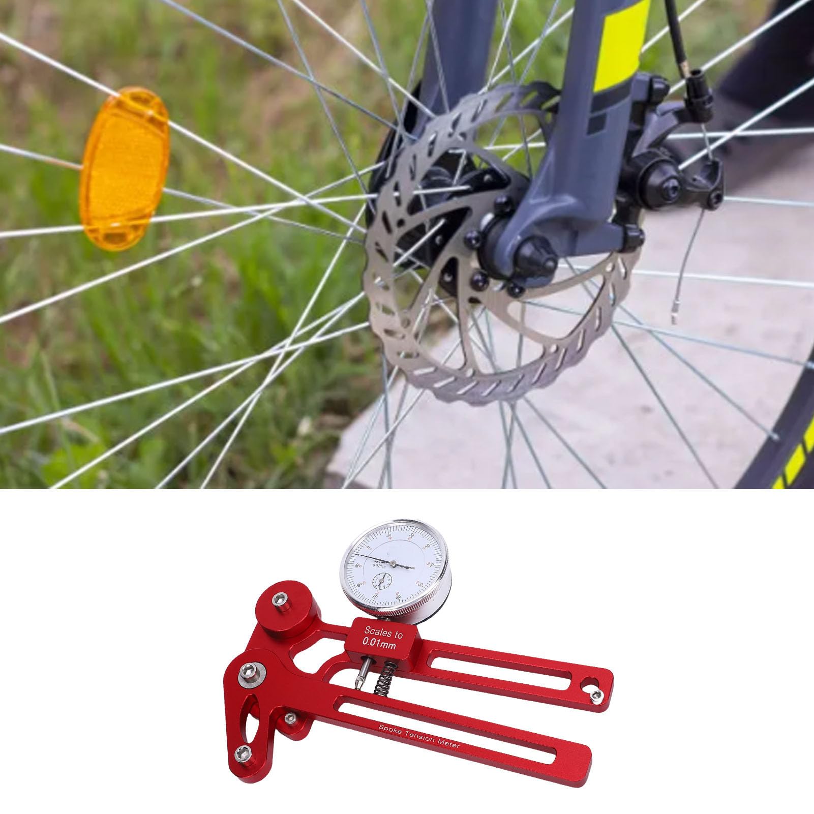 Misuratore di Tensione a Raggio di Bici, Regolazione della Bici del Bici di Allineamento di Allineamento Tensiometro Strumento di Riparazione del Tensiometro per Il Ciclismo