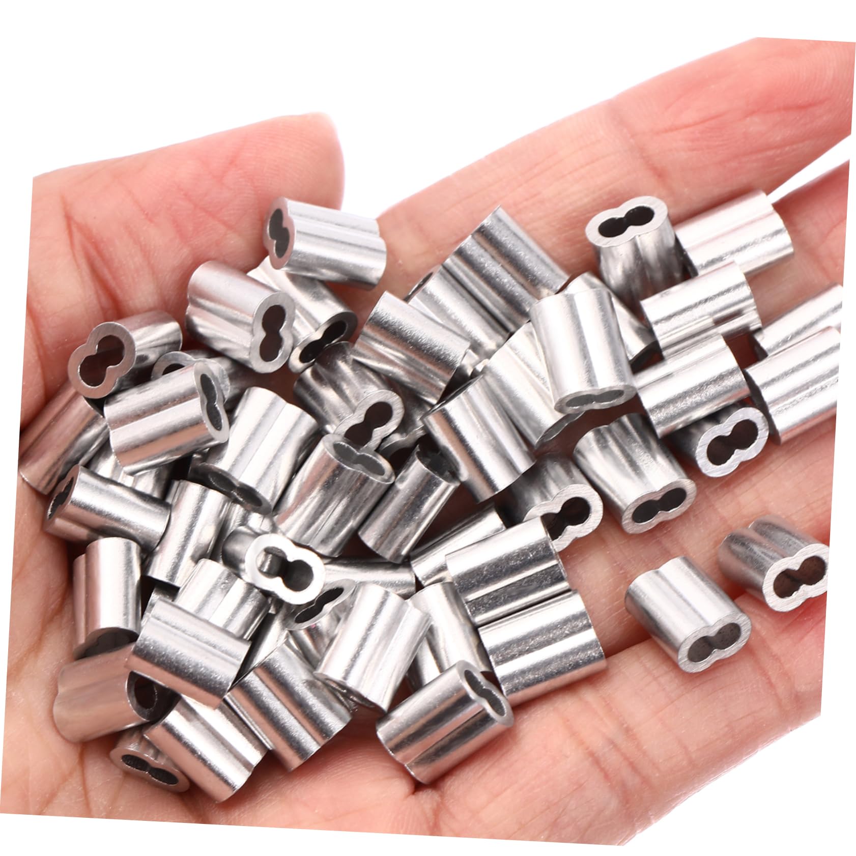 FELTECHELECTR 100 Pcs Wire Fitting Wire Sleeves Cable Crimps Cable Clip Cable Collar Silver