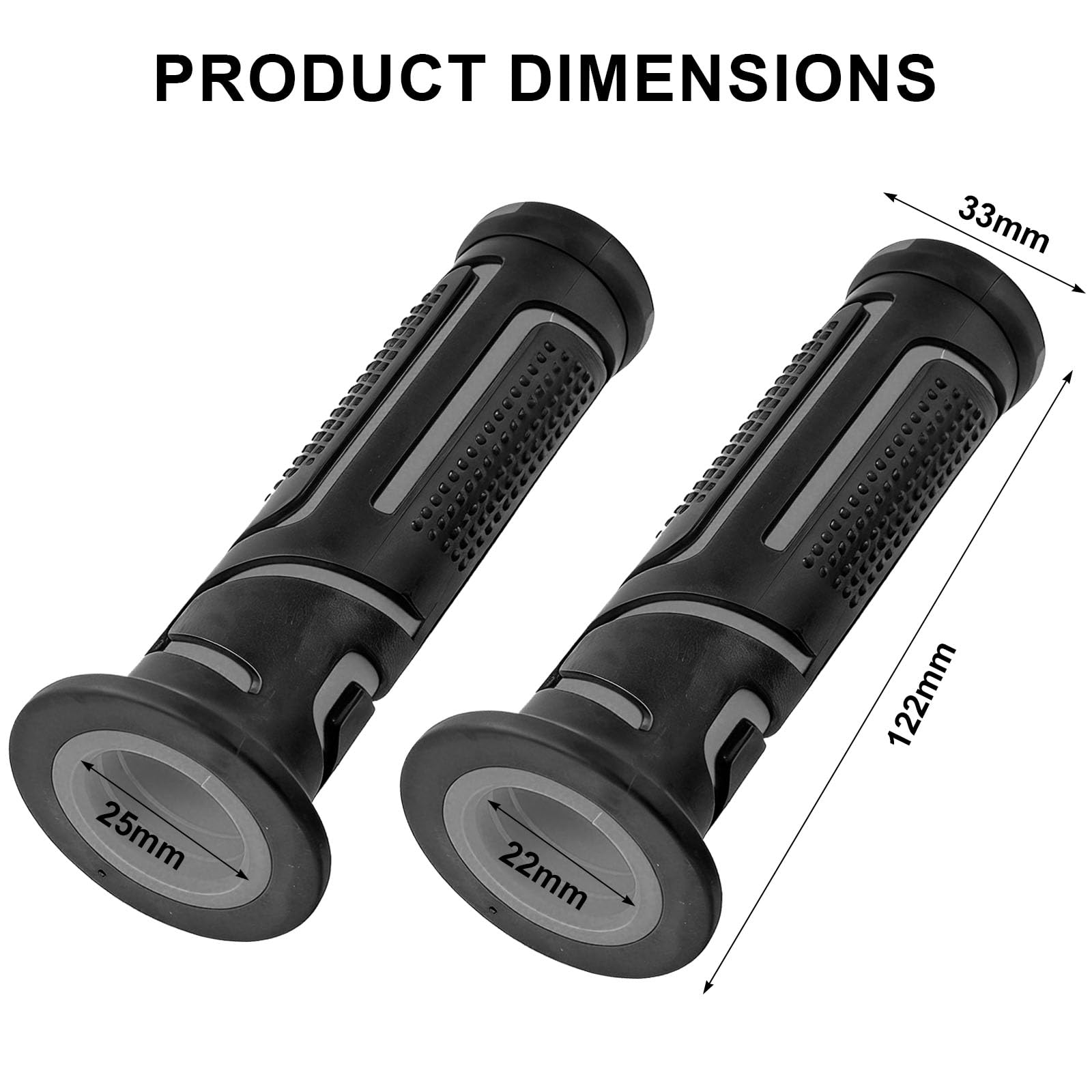 Puños universales para deportes de motor de 7/8 pulgadas, mangos de motocicleta Pro Dirt Pit Bike compatibles con Yamaha Honda Kawasaki ATV Pocket Bikes BMW Suzuki Mini Quads (Gris) - 3