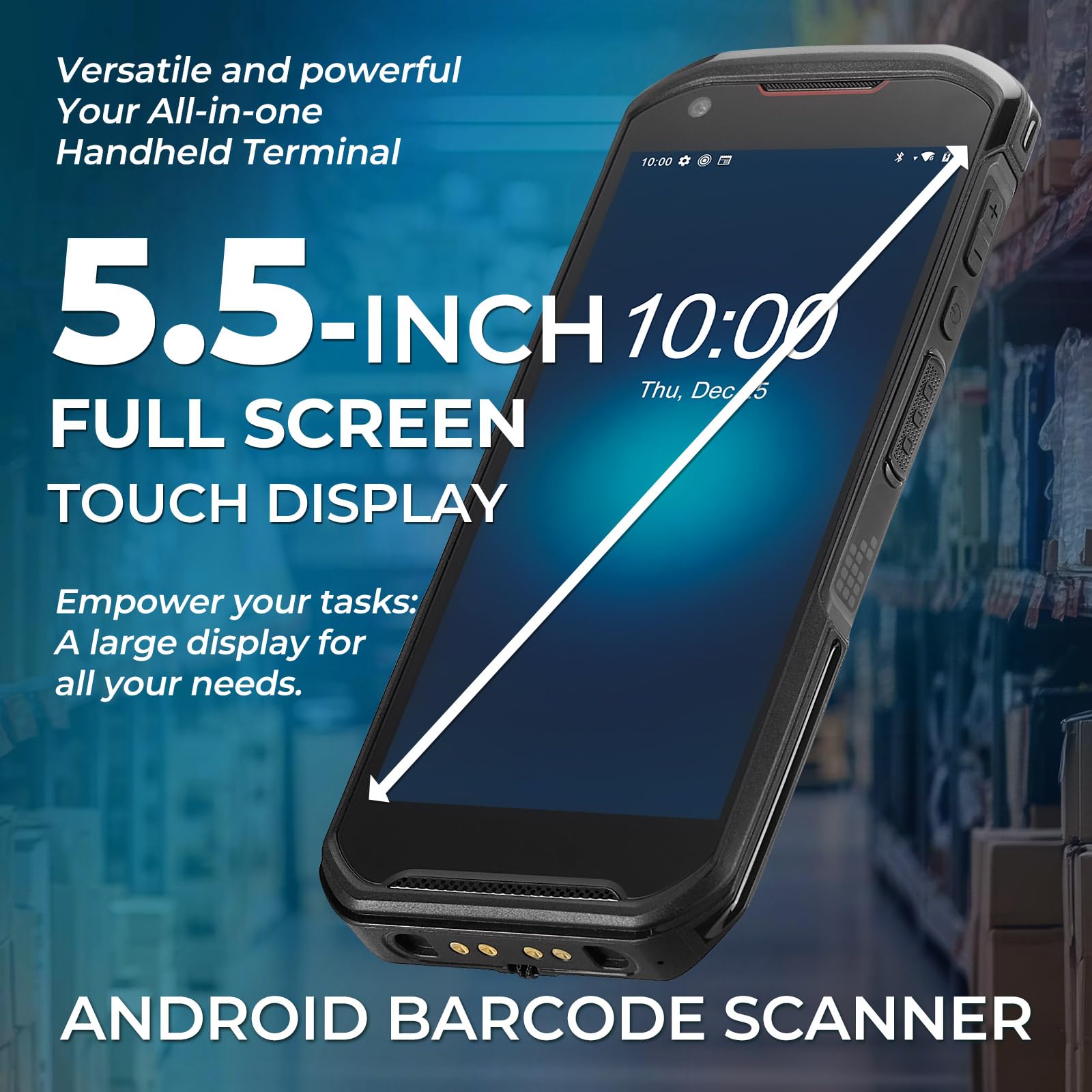 SVANTTO Escáner de Códigos de Barras Android M09, PDA Portátil con Android 13, Pantalla Táctil de 5.5 Pulgadas 6+64GB con Hot-Swap para Inventario WMS, Capacidad de Doble SIM