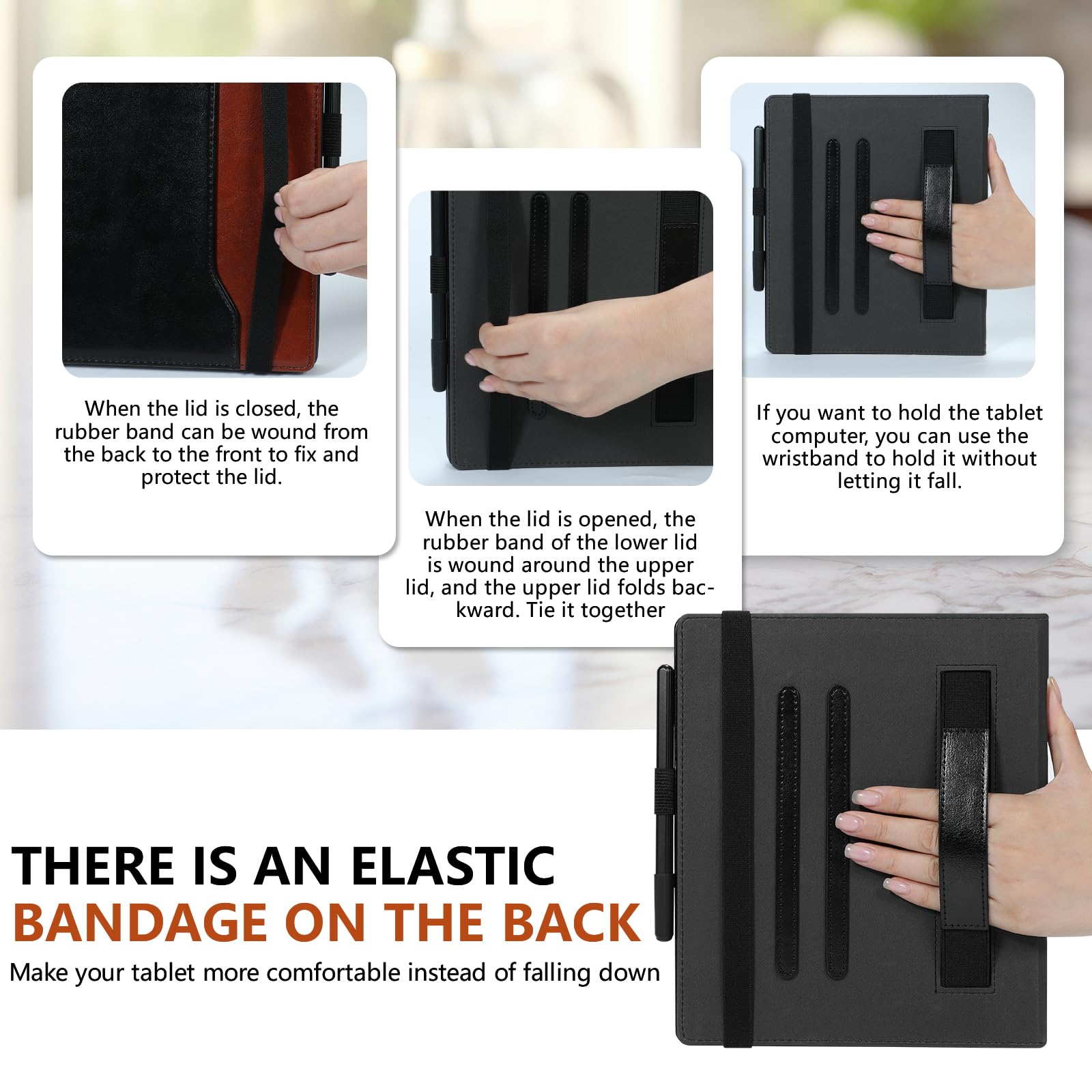 Funda E NET-CASE para Boox Note Air 5 C (2025)/Air4 C (2024)/Air3 C/Air3 B/W (2023), 360° Giratoria con Soporte para Bolígrafo, Correa de Mano, Apagado y Encendido Automático