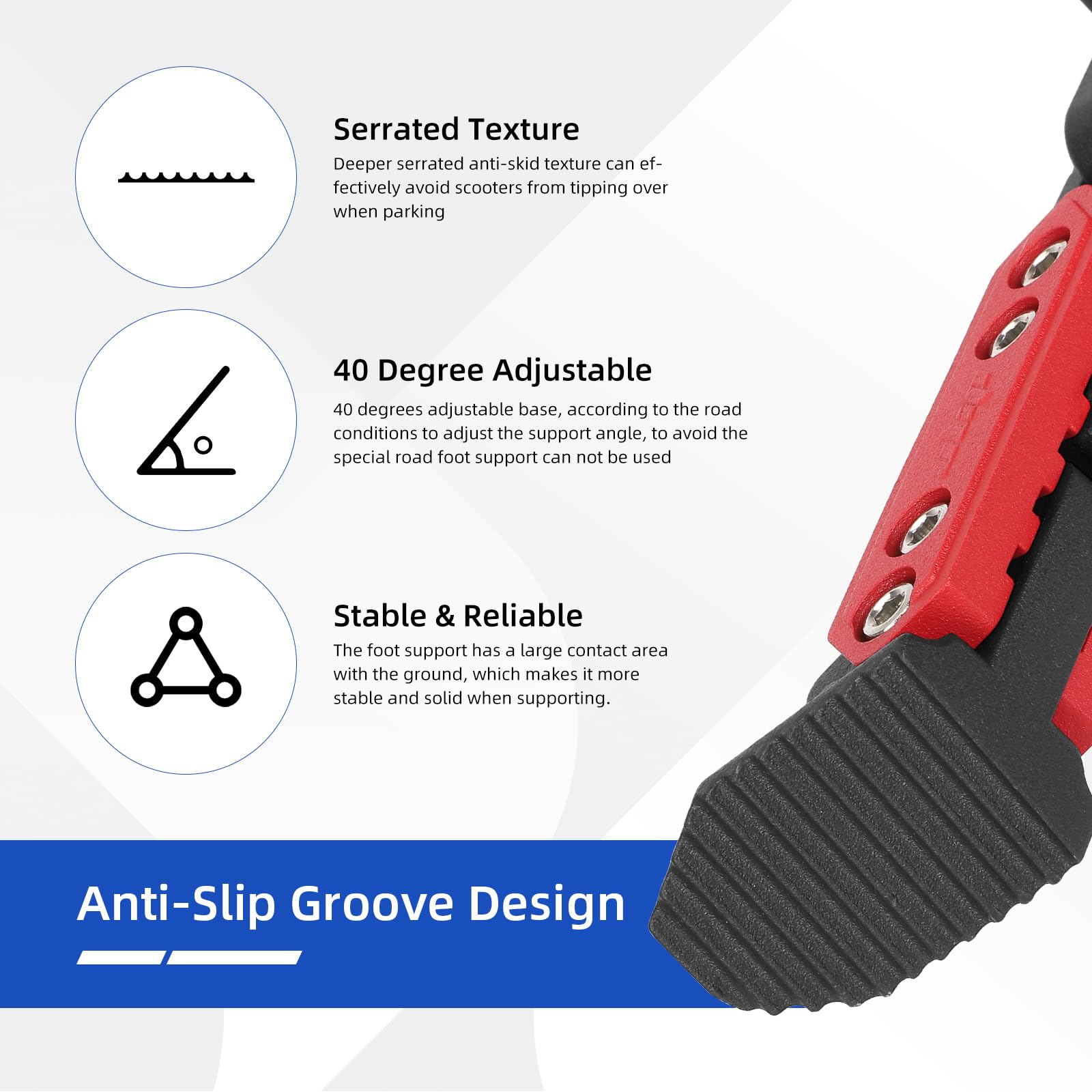 ulip Béquille réglable pour trottinette électrique - Accessoires de rechange pour Xiaomi 4 Segway Ninebot F Series Xiaomi M365 1S Pro Pro2 MI3 - Noir et rouge