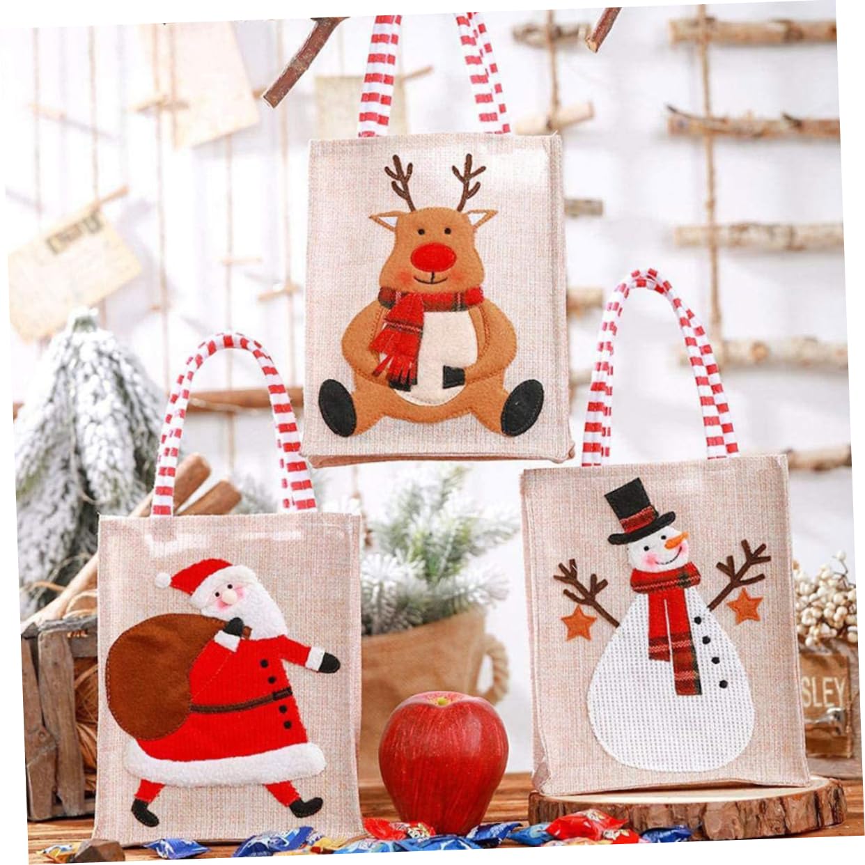 ABOOFAN 9 Pz Sacchetto Sacchettini Bomboniere Borsa Per Bomboniere Sacchetti Regalo in Tessuto Natalizio Sacchetti Regalo Per Le Vacanze Buste Natalizie Natale Stoffa Decorare