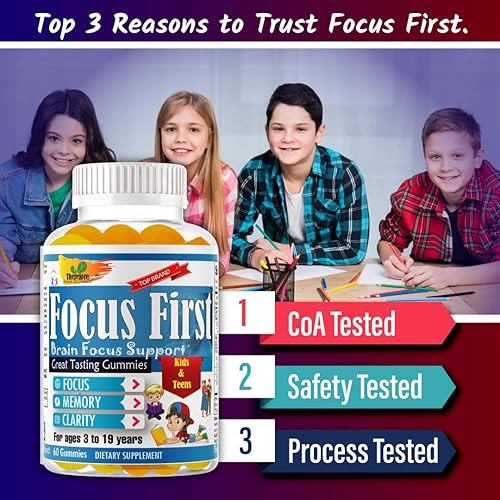 Miniatura 6 de Focus First - Enfoque, memoria, concentración y claridad para niños y adolescentes estudian la escuela, gran sabor gomitas para enfoque y atención