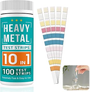 100ct 10in1 Heavy Metals Water Test Strips (10 Tests) - Home Water Testing Kit for Iron, Mercury, Copper, Lead, Chromium, Magnesium, Cadmium, Manganese Lead Test, Calcium - Drinking Water Testing Kit