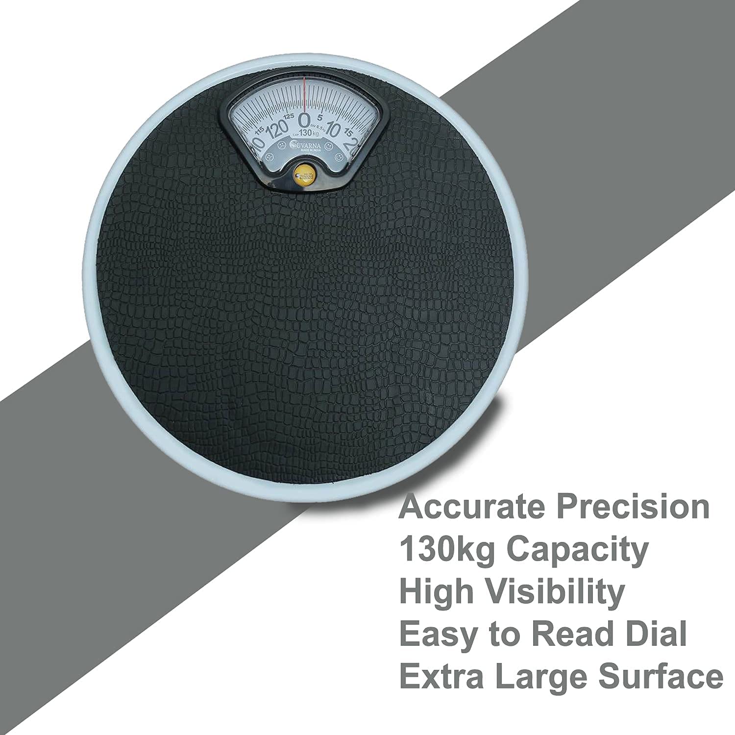 ALIS Analog Weight Bathroom Scale with Rotating Dial Display, Reliable Scale Track, Non-Slip & Scratch Resistant Platform | Body Weight Machine (Round Shape, 0-130kg, BP-A028) - Image 3 thumbnail