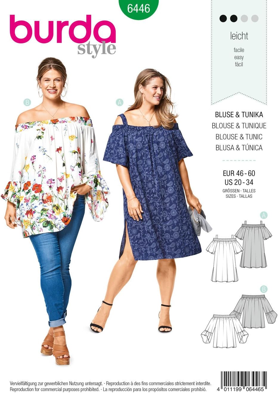 Burda StyleSewing Pattern B6446 - Women's Sleeve Variation Top, A(20-22-24-26-28-30-32-34)
