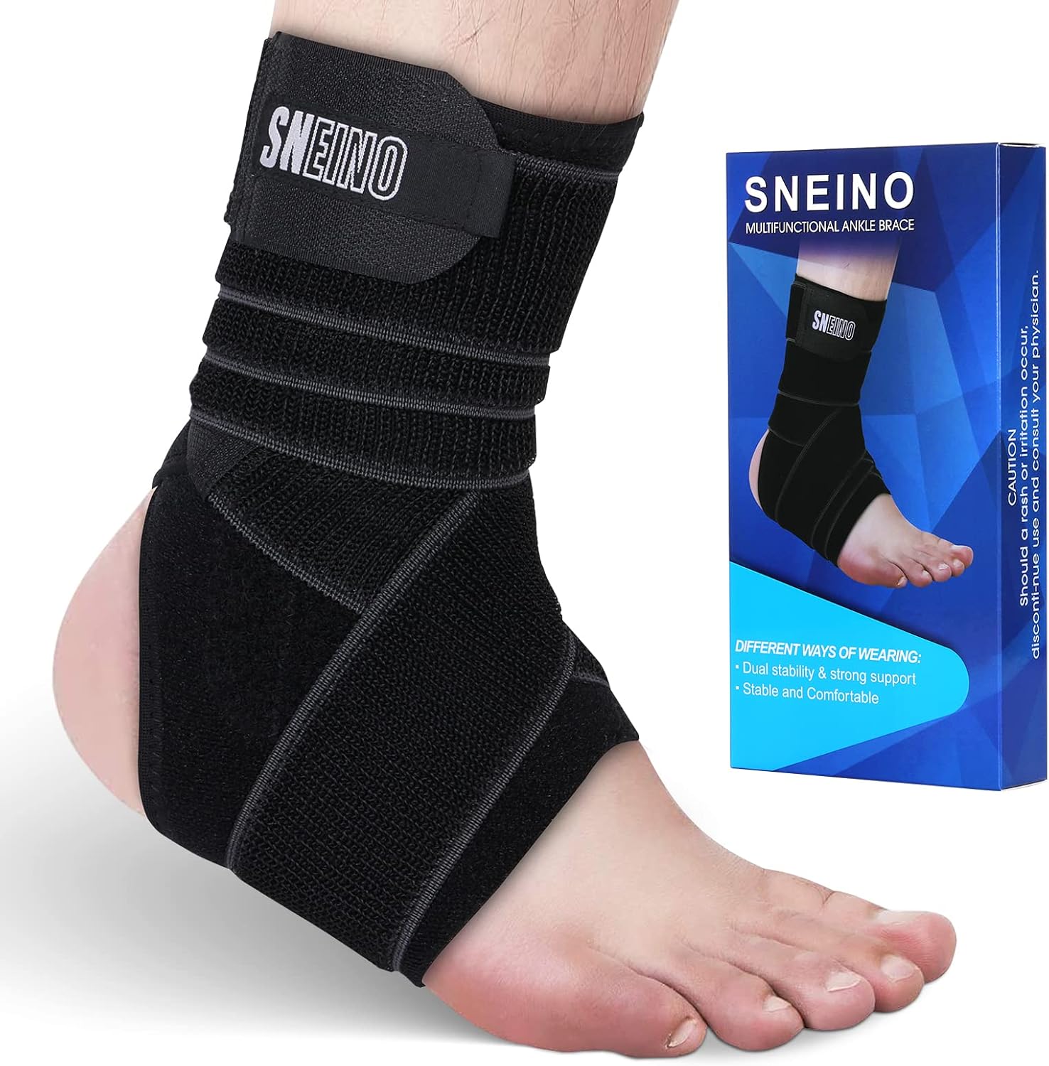 SNEINO Ankle Brace for Sprained Ankle - Ankle Brace for Women & Men, Ankle Stabilizer for Sprain, Injury Recovery, New Upgrade Adjustable Breathable Ankle Support Brace for Basketball, Running : Health & Household