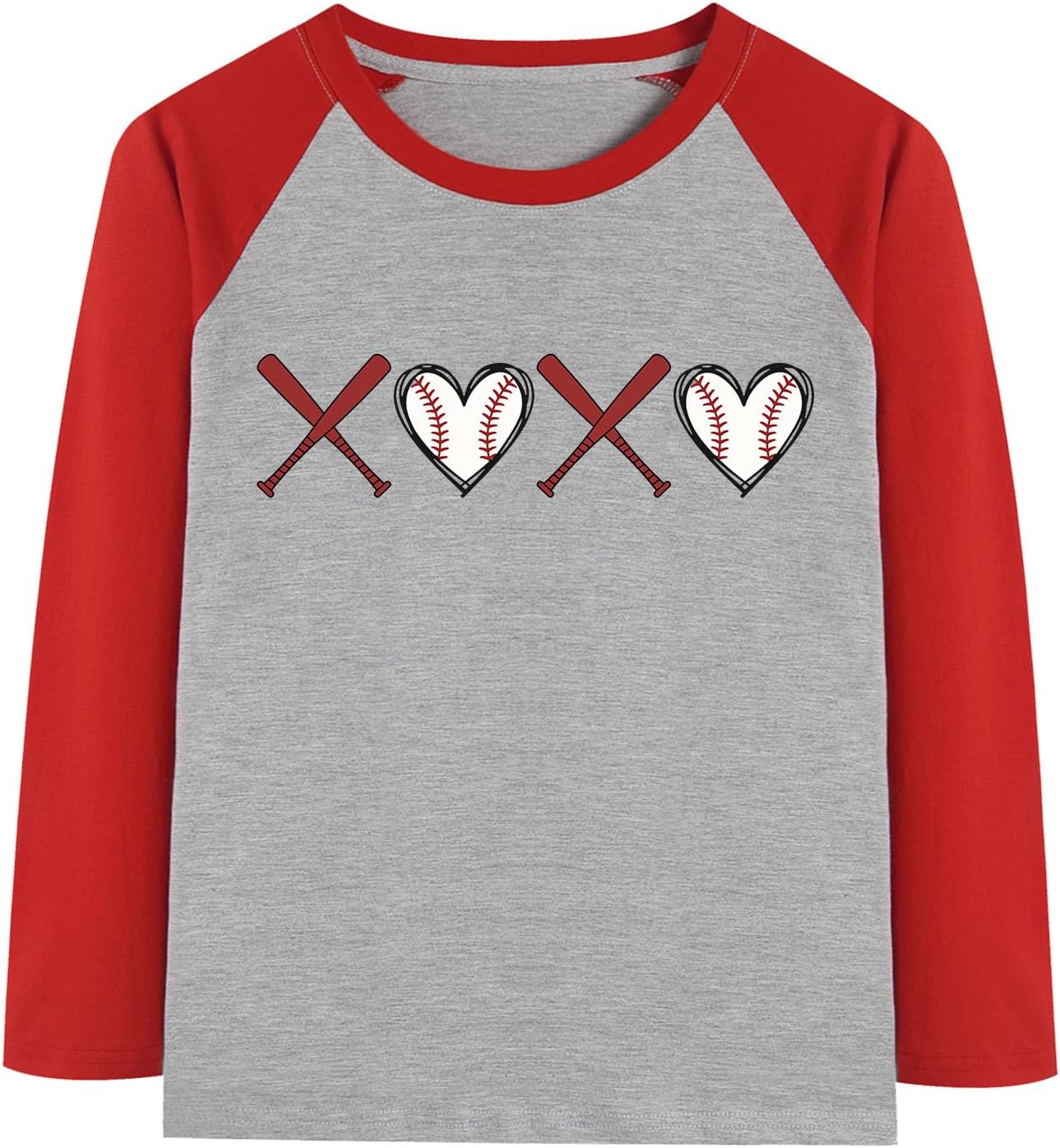 Kids Valentine Shirts Love Dinosaur Graphic Raglan Long Sleeve Tees Cotton Vday Tshirts 4-13T