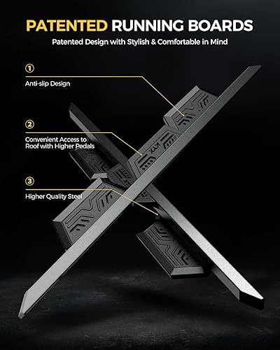 Miniatura 10 de KYX - Estribos para Dodge Ram 1500 Crew Cab, escalones laterales resistentes para Dodge Ram 2019, 2020, 2021, 2022 Crew Cab, escalones laterales de