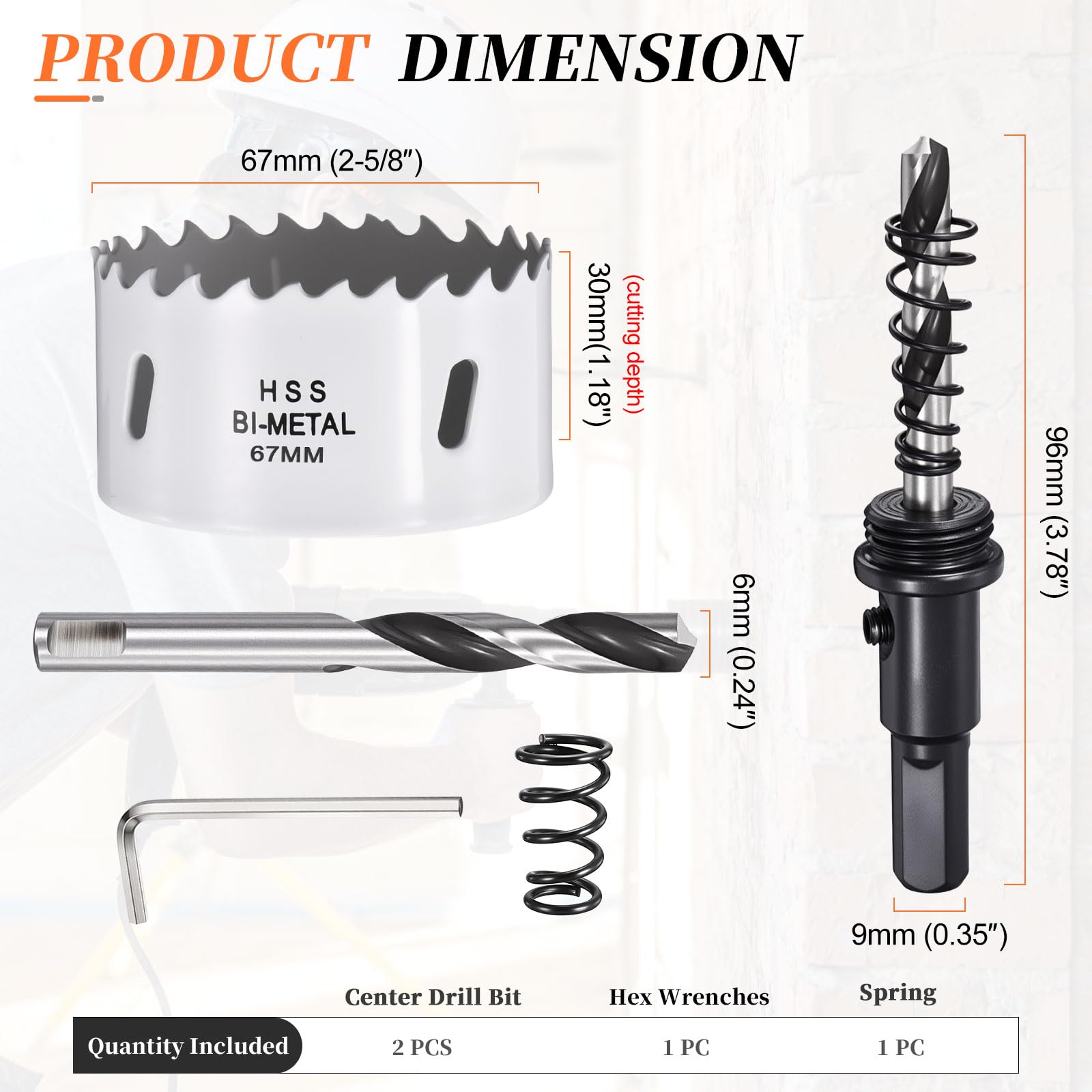 METALLIXITY Bi-Metal Hole Saw 2-5/8", M42 HSS Circular Head 67mm Hole Cutter with 2 Pilot Drill Bits - Image 2